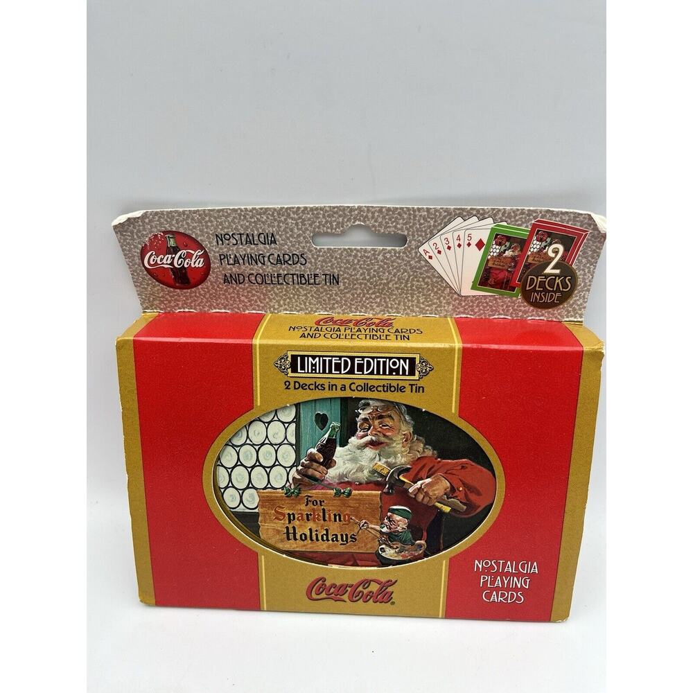 NOS Nostalgia Christmas Santa Claus Playing Card Set Of 2 Decks In Original Tin